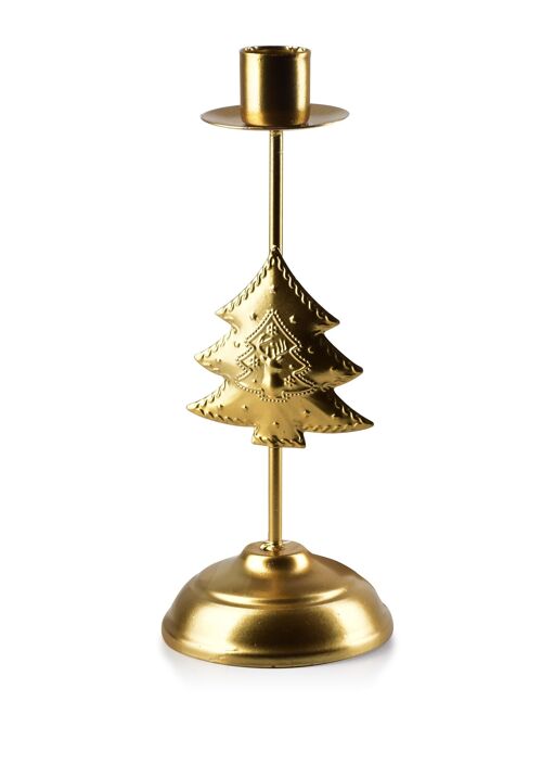 SANTA LILA Candlestick h20.5x8x5cm golden Christmas tree