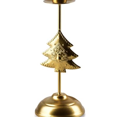 SANTA LILA Kerzenhalter h20,5x8x5cm goldener Weihnachtsbaum