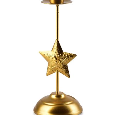 SANTA LILA Kerzenständer h20,5x8x5cm goldener Stern