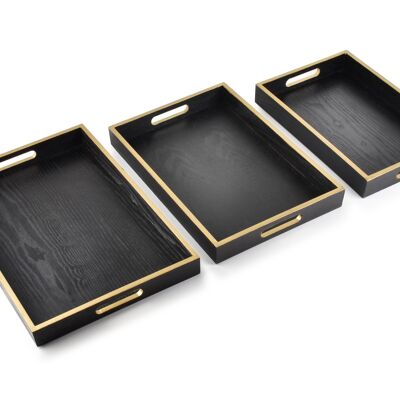 BLANCHE Set of 3 rectangular trays L:45X32X4.5 M:41X28X4.5CM W:37X24X4.5CM