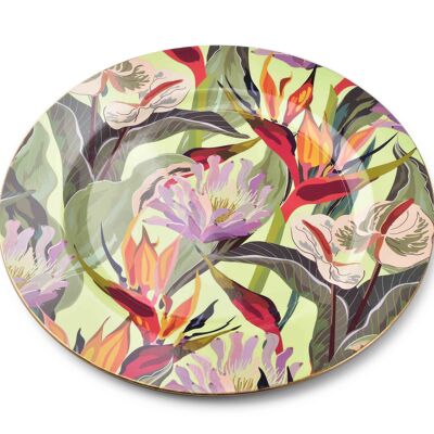 BLANCHE COLORS Plato bajo flores arte decorativo 33x33x2cm