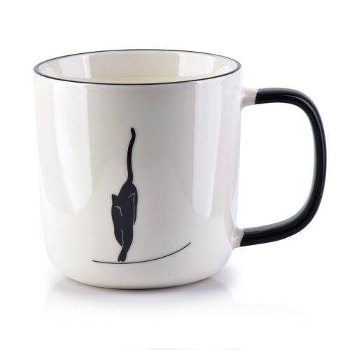 SAMMY CAT Mug 360ml h9x8.7x8cm black handle and rim