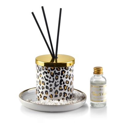Diffuseur de parfum dia. 7.5xH9cm avec socle 14cm PANTHÈRE