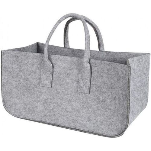 Sac à bûches gris en feutrine 25x25x50cm