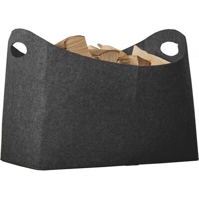 Bolsa de leña gris oscuro en fieltro termoformado 30x39x54cm