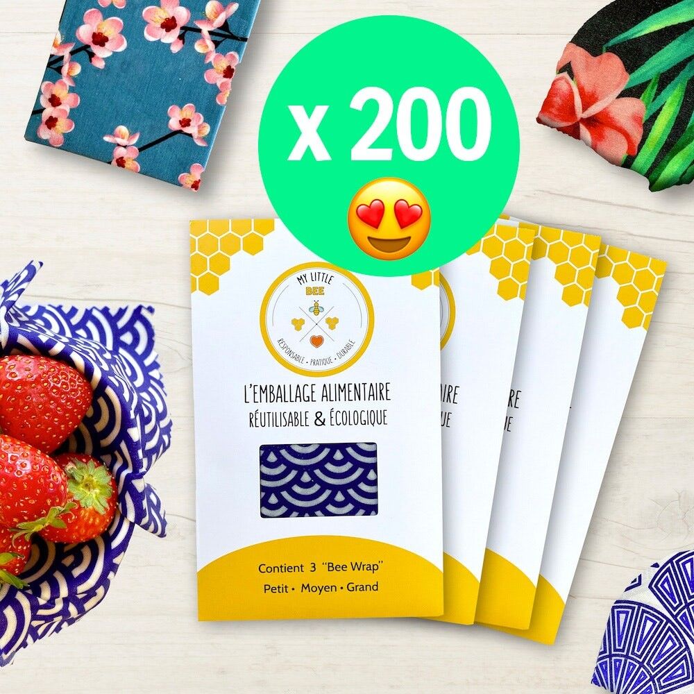 🔥 [ESCLUSO Ankorstore] Confezione da 200 Bee Wraps | di set da 3 | Imballaggio alimentare
