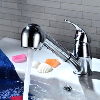 Robinet de cuisine chromé Robinet de rechange Pommeau de douche à jet rétractable 2