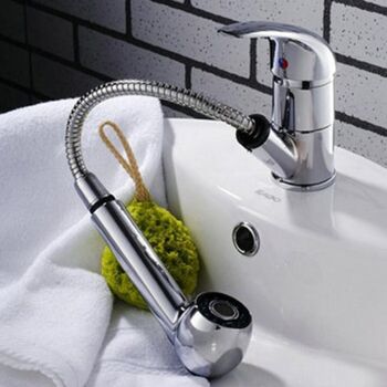 Robinet de cuisine chromé Robinet de rechange Pommeau de douche à jet rétractable 3