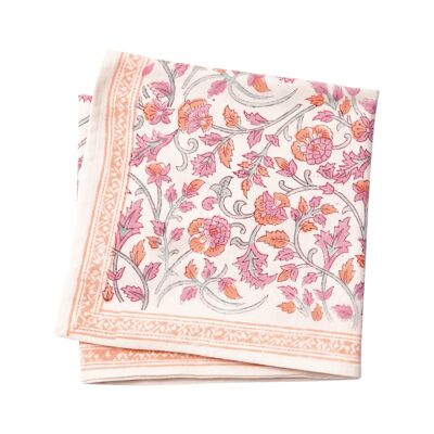 Pañuelo estampado “Flores de la India” Naranja Papaya
