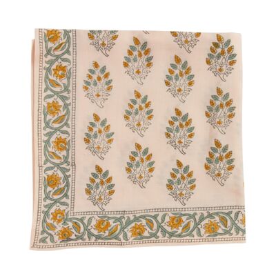 Printed scarf “Indian flowers” Pondichery Ecru