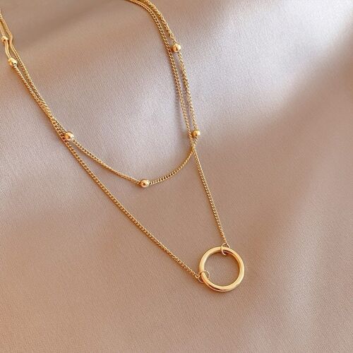 Two Layered Hoop Pendant Necklace