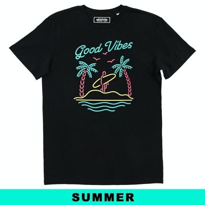 T-shirt Good Surfing Vibes - t-shirt a tema surf con colori fluo