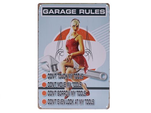 Garage Rules metalen bord 20x30cm