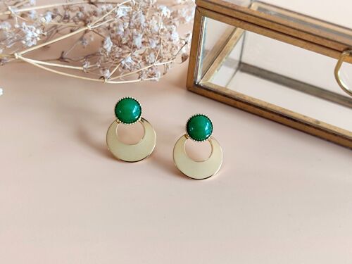 Boucles d'oreilles 3en1 L'Aventurière Agate Verte