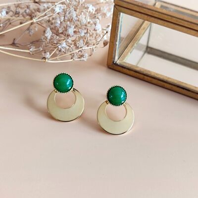 Boucles d'oreilles 3en1 L'Aventurière Agate Verte