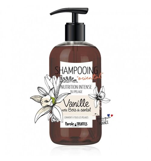 Shampooing Oriental Vanille et note de Bois de santal