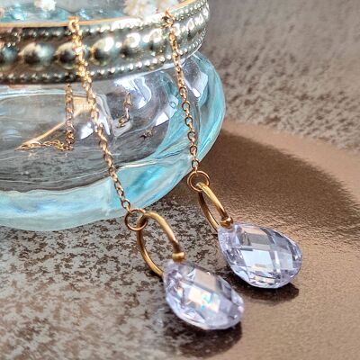 Wire dangling chain earrings L'Elegante Crystal