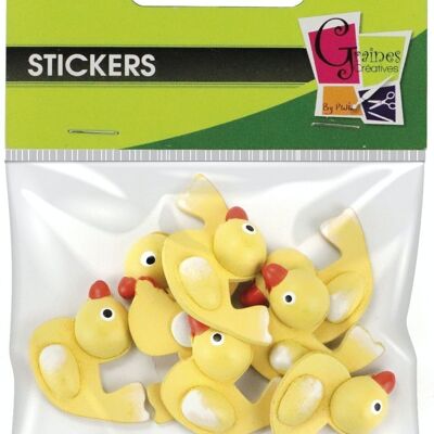 BAG OF 8 3D DECORATED CHICKS