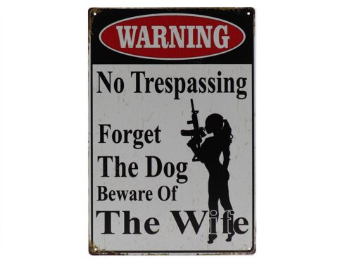 Beware of the wife metalen bord 20x30cm
