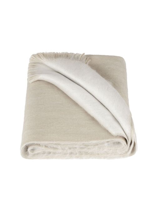 Scarf/Shawl Slim Double Scarf Beige, White - Alpaca Wool