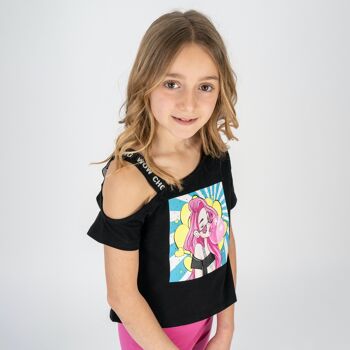 T-shirt noir CEWOW fille 1