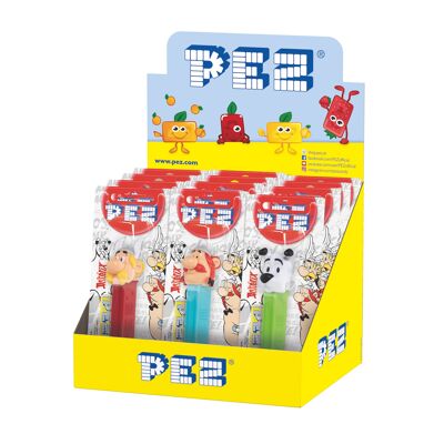 PEZ  Boîte présentoir de 12 Blisters Astérix : 1 distributeur + 1 recharge goût fruit
