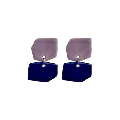 Boucles d'oreilles en céramique légère bicolore Aura lilas et bleu