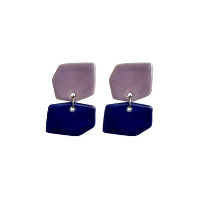Lilac and blue Aura two-tone lightweight ceramic earrings