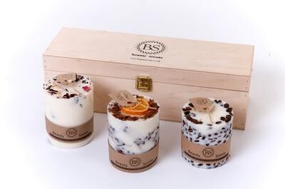 Set regalo di 3 candele medie differenti