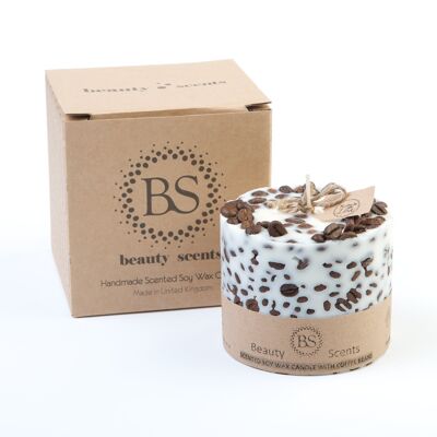 Large Scented Soy Wax  Candle With Coffee Beans