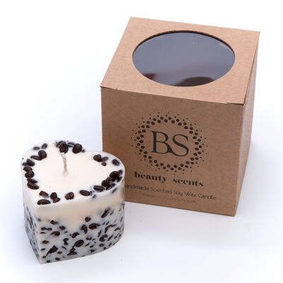 Small Heart Scented Soy Wax  Candle With Coffee Beans