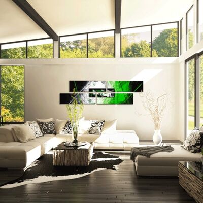White and Green Visual Abstract Painting