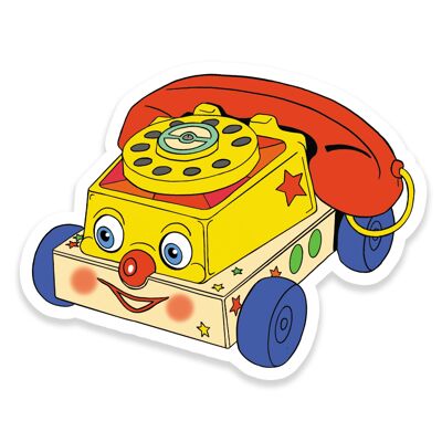 Etiqueta engomada del vinilo del teléfono del juguete del vintage