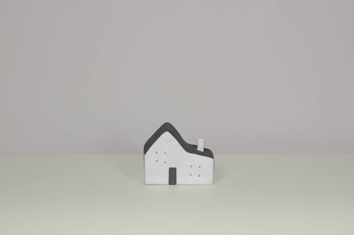Porcelain House with LED Tealight | Contemporary style | Handmade| Modern Home Décor | Matte finish in Grey & White