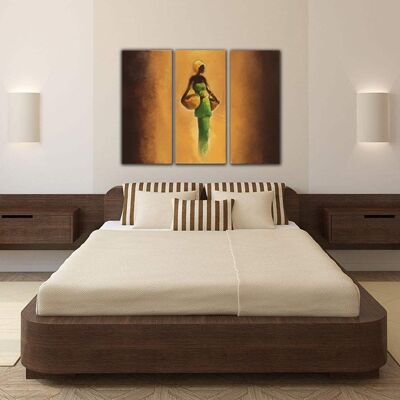 African Woman Triptych Painting