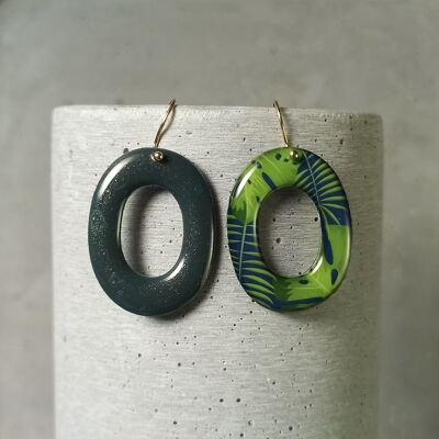 boucles d’oreilles réversibles Montsoreau – feuilles de monstera 1058