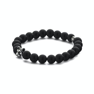 Pulsera Kaliber Ágata Negra Mate Panther Logo IPS Vintage 6mm/18cm