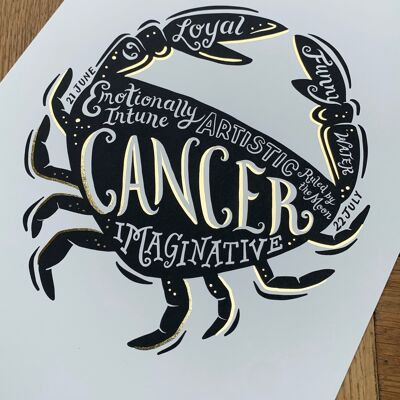 Cancer Zodiac Gold Foil Print