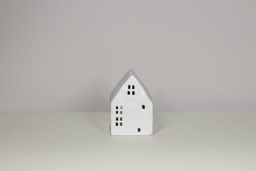 Porcelain House | Contemporary Tealight Holder | Handmade | Modern Home Décor | 2 colours & sizes | Glazed Finish
