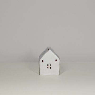 Casa di porcellana | Porta tealight contemporaneo | Fatto a mano | Arredamento moderno per la casa | 2 colori e taglie | Finitura smaltata