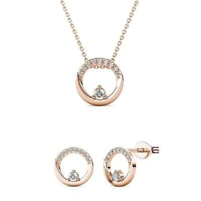 Conjunto Clarine: oro rosa y cristal