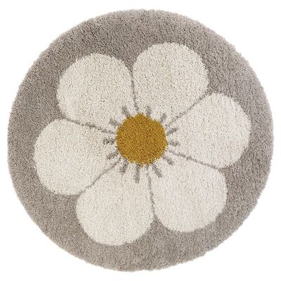 Bohemian Daisy round beige children's rug