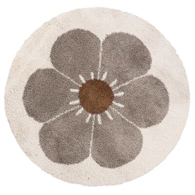 Bohemian Daisy round taupe children's rug