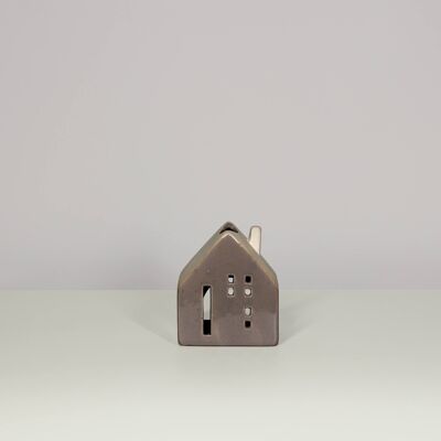 Rustikales Haus | Teelichthalter aus Porzellan | Handarbeit | Moderne Wohnkultur | 3 Farben & 5 Designs