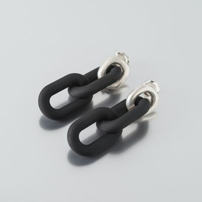 Boucles d'oreilles à maillons de chaîne en acrylique épais avec fermoir en argent sterling massif