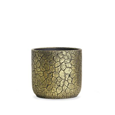 Nueva maceta de cemento | Patrones con pinturas metalizadas Oro | Peso ligero | Olla de interior