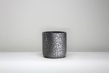 Nouveau pot de plantes en ciment | Motifs avec des peintures métallisées Argent | Poids léger | Pot à gobelet d'intérieur 1