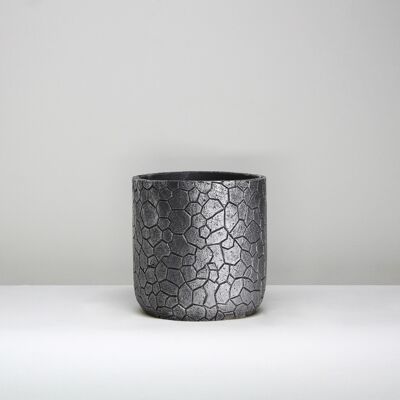 New Cement Plant Pot | Patterns with metallic paints Silver | Light weight | Indoor Tumbler Pot