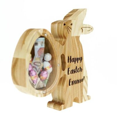 Coniglietto di Pasqua salvadanaio in legno