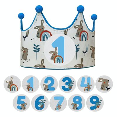 Interchangeable crown of numbers 1 to 9 years "Rabbits"